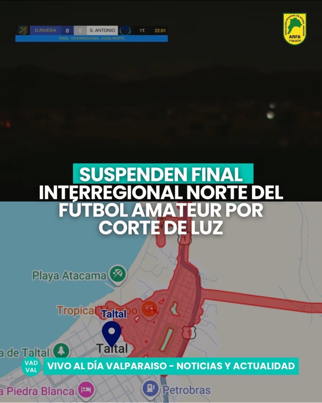 Corte de luz obliga a suspender temporalmente final del Interregional&nbsp;Norte