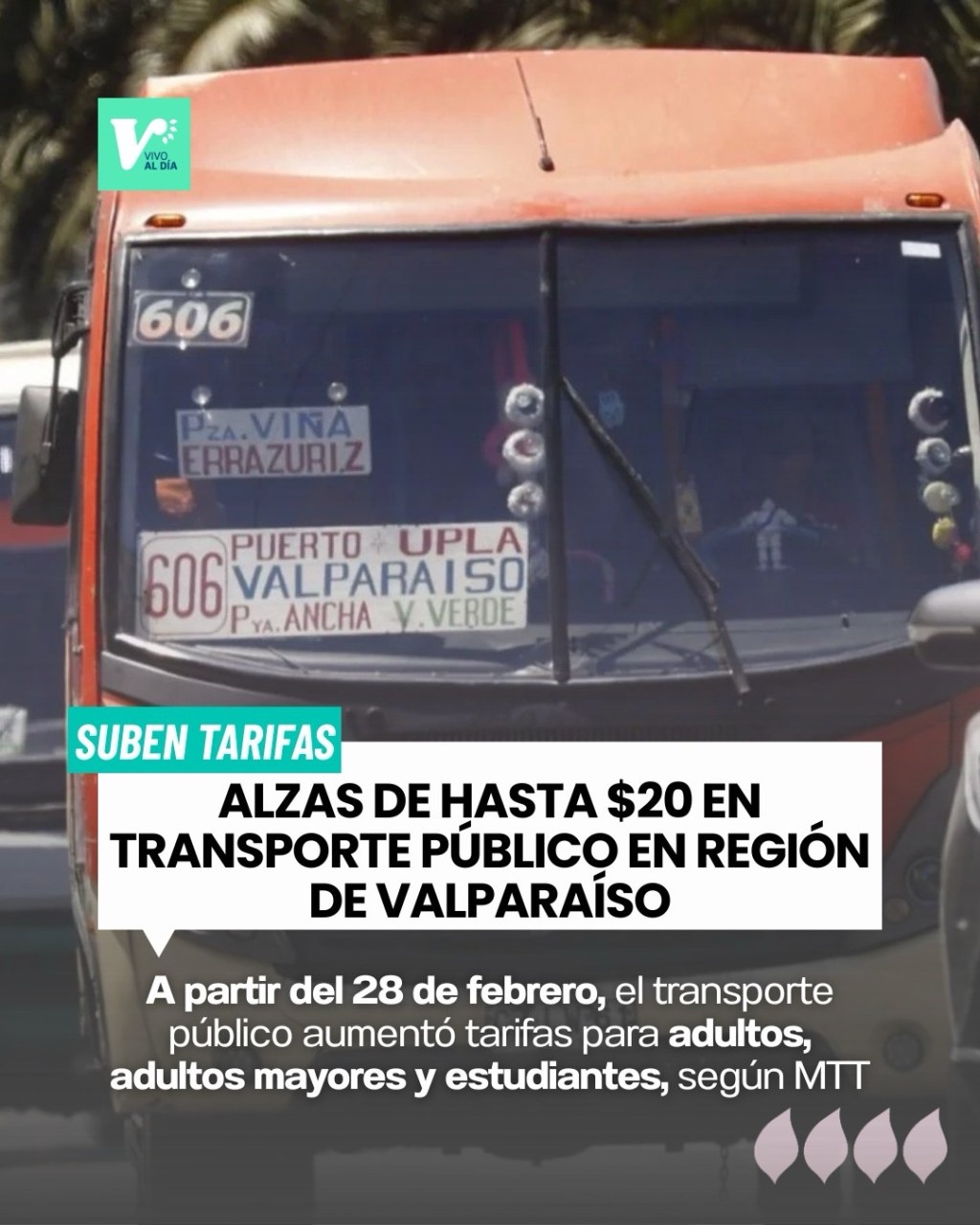 Anuncian alza de $20 en el transporte público de la región de&nbsp;Valparaíso
