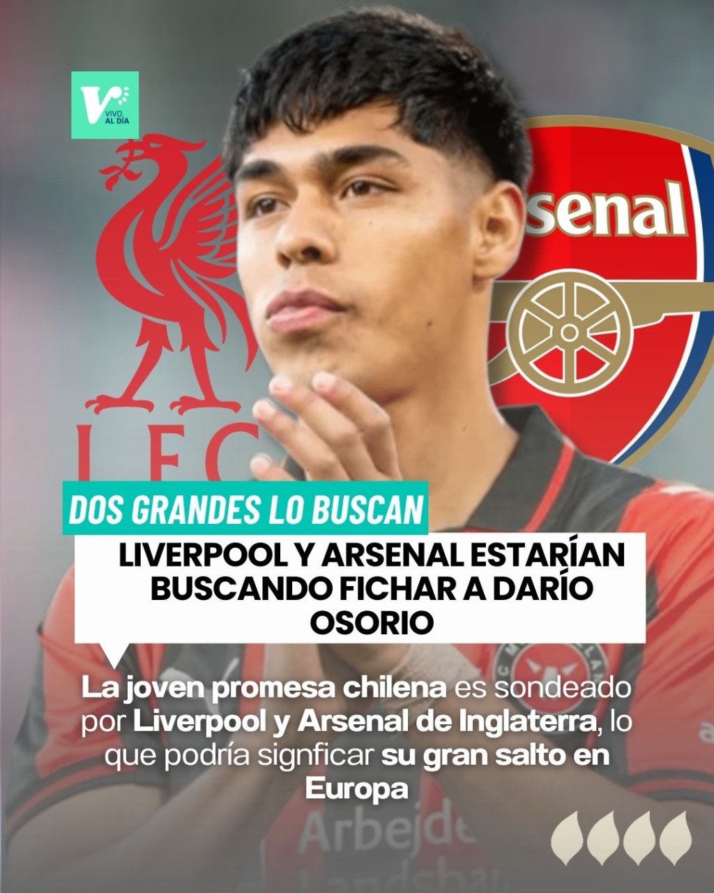 Liverpool y Arsenal estarían buscando el fichaje de Darío&nbsp;Osorio