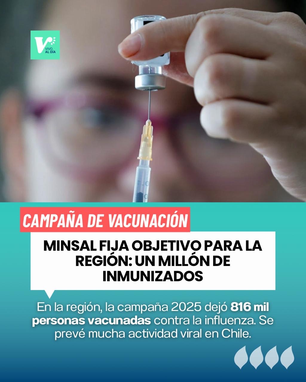 Minsal fija objetivo para la región: un millón de&nbsp;inmunizados