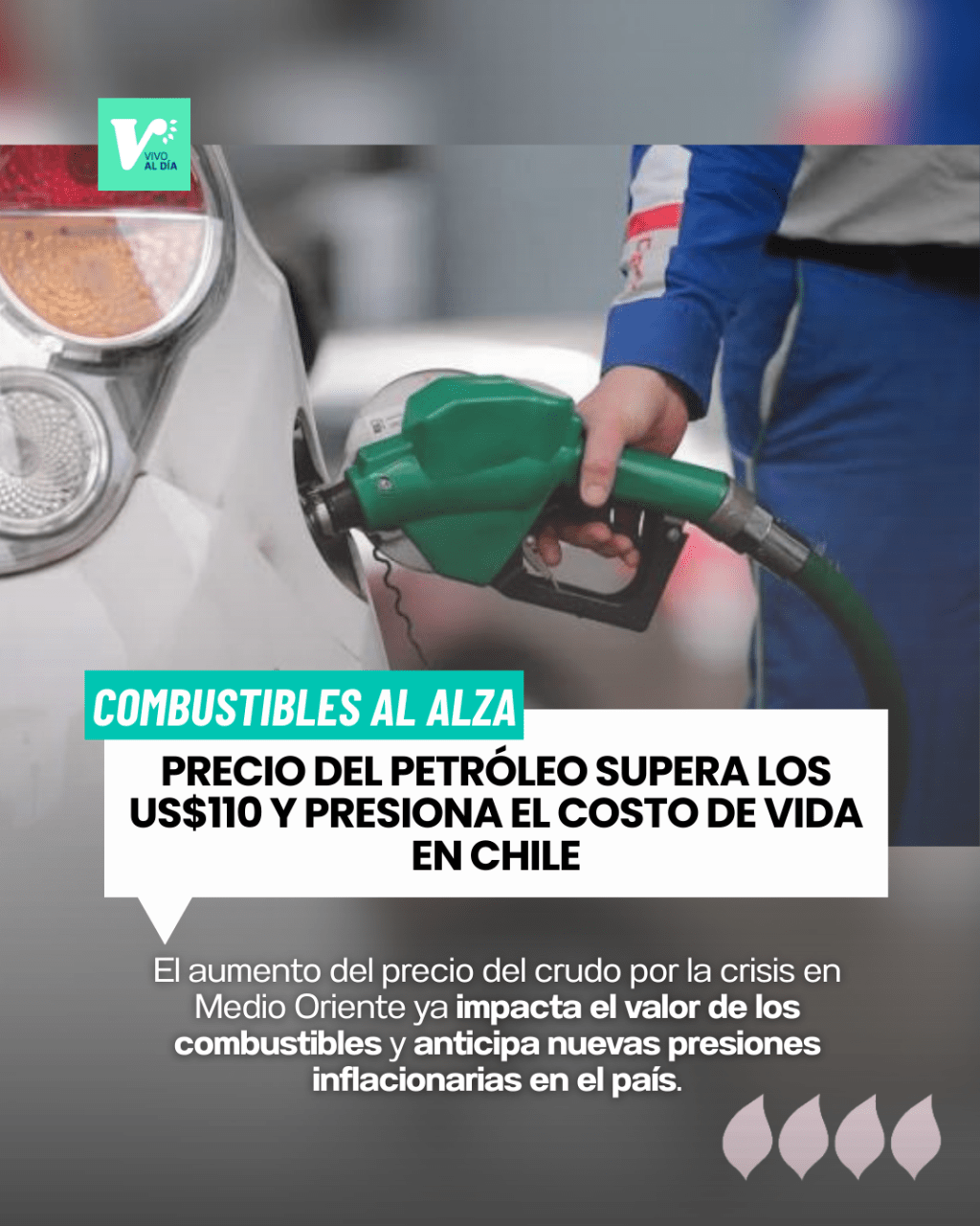 Combustibles al alza: petróleo supera los US$110 y presiona el costo de la vida en&nbsp;Chile